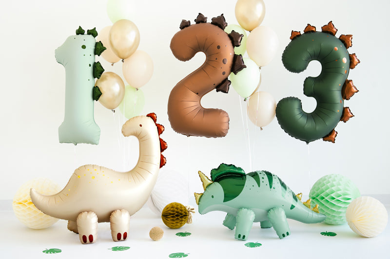 Balon folie cifra 2 Dinozaur (92 cm) maro