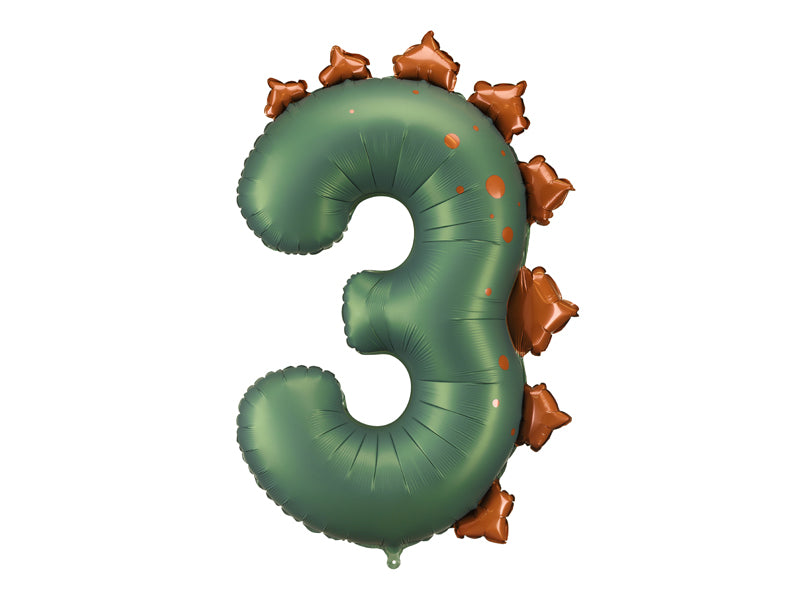 Balon folie cifra 3 Dinozaur (92 cm) verde inchis