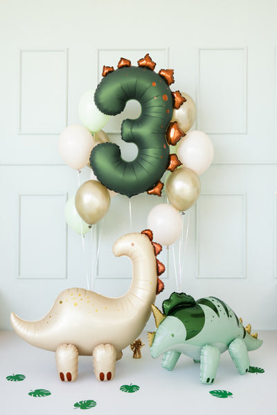 Balon folie cifra 3 Dinozaur (92 cm) verde inchis