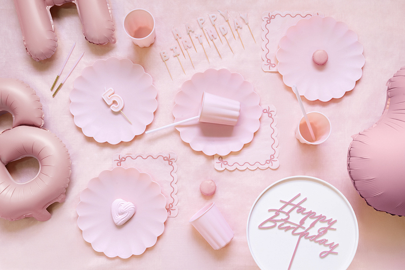 Lumanari pentru Tort cu Litere "Happy Birthday", 2.5 cm, Roz