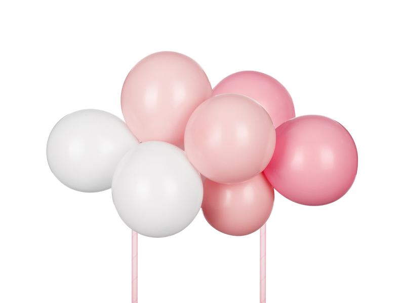 Topper pentru tort baloane Roz pastel, 29 cm, PartyDeco