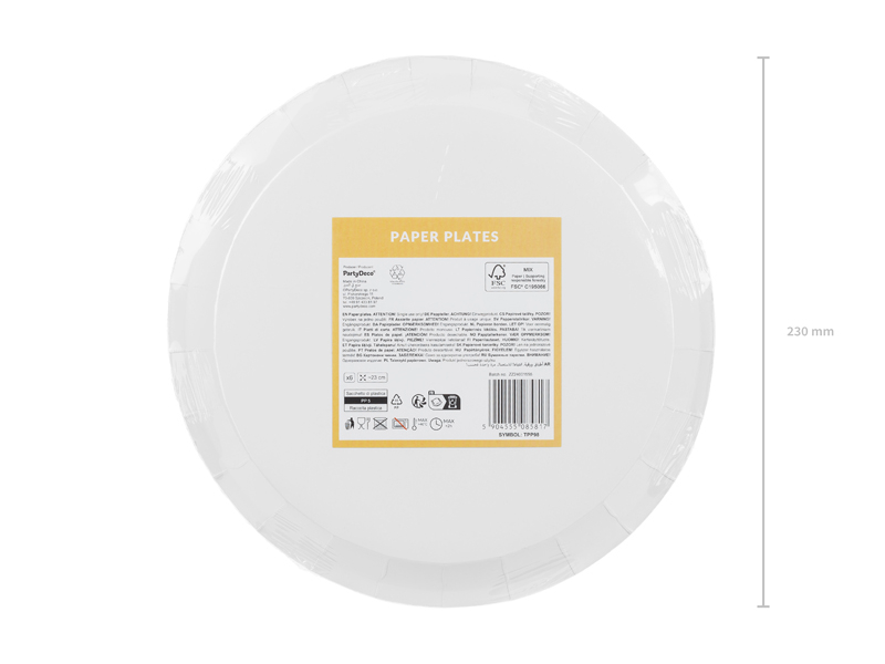 Set de 6 Farfurii din hartie cu Cal, bej, 23 cm
