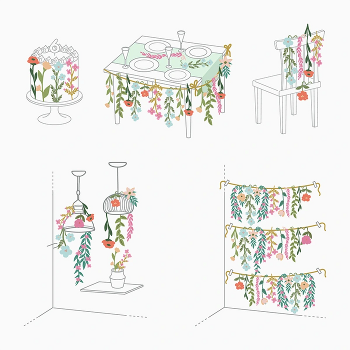Ghirlanda decorativa flori pastel, 3m (colectia Fairy)