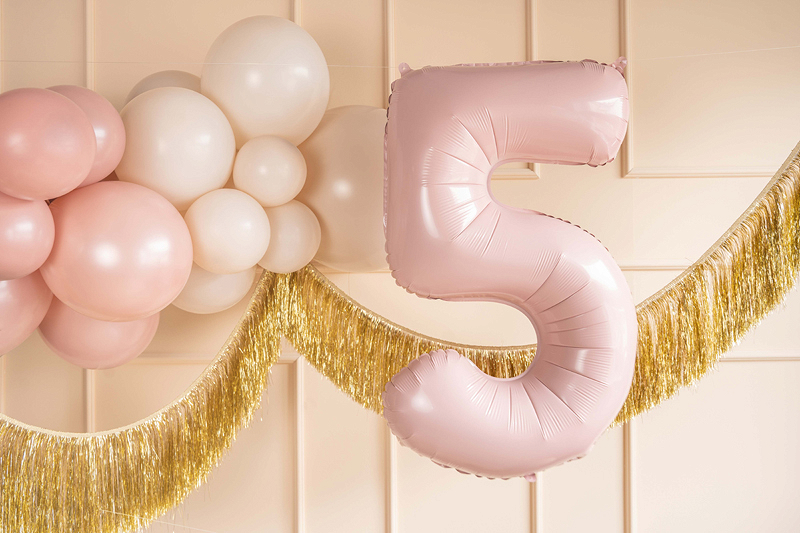 Balon din Folie Cifra 5 Roz Deschis 72 cm