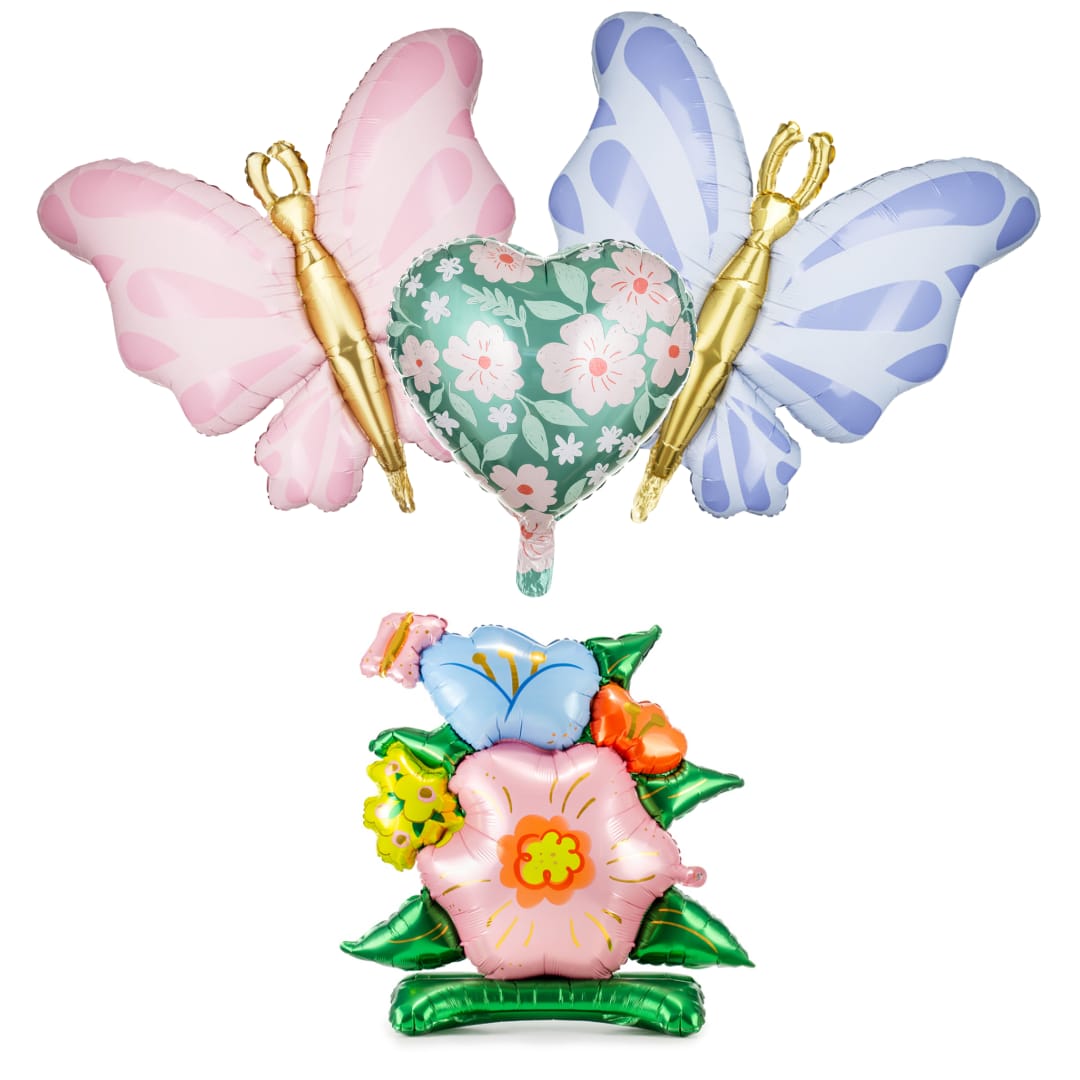 Baloane cu Heliu Set Flori (4 buc)