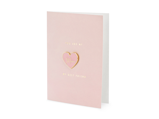 Set Card cu Pin Emailat „Mom”, Roz si Auriu