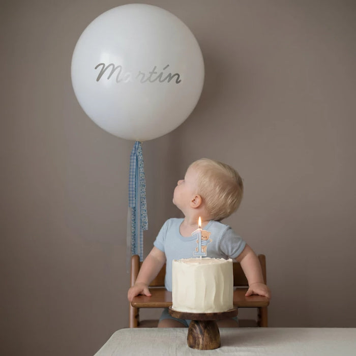 Lumânare cifră 1 „Baby Blue Bear”, albastru Prima Aniversare