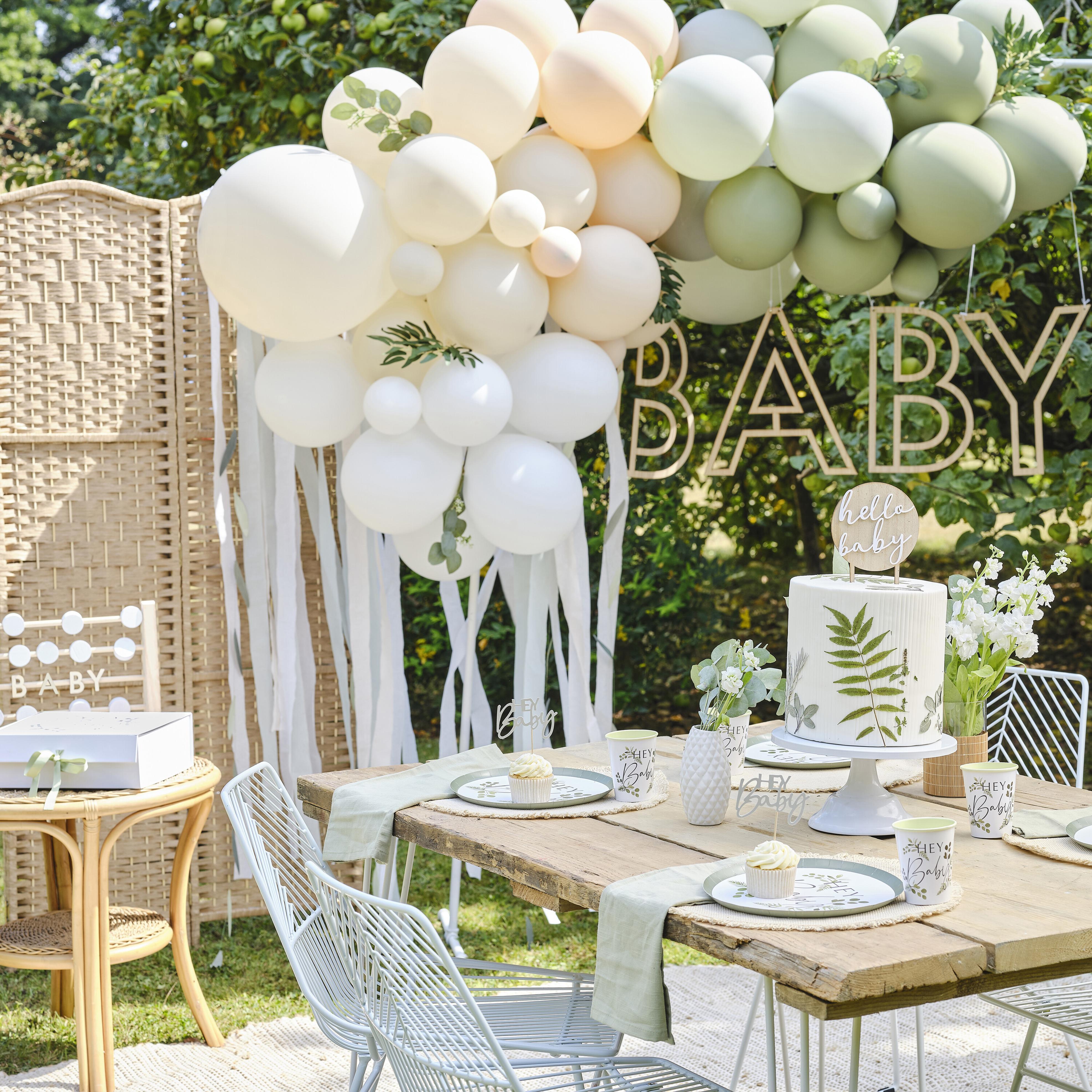 12 Topper-e "Hey Baby" pentru Cupcakes, Baby Shower, Verde Salvie