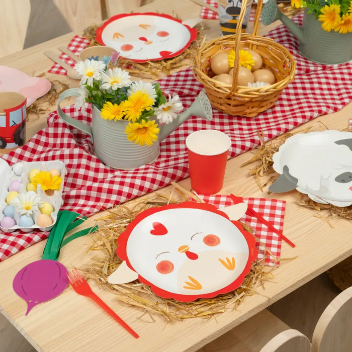 Set 6 farfurii rotunde carton cu tematica ferma (oaie, caine, gaina)