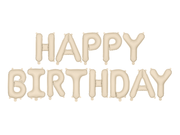 Banner "Happy Birthday" Baloane din Folie, Mat Bej, 340x35cm