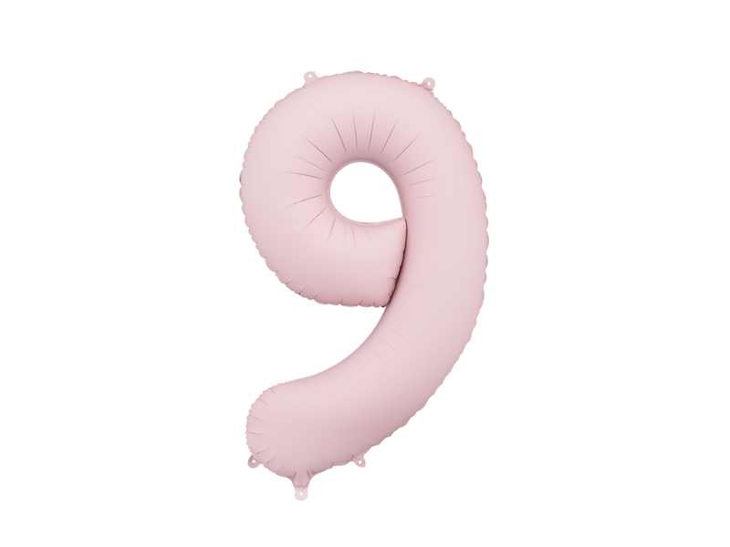 Balon din folie Cifra 9, 86 cm, roz pal mat
