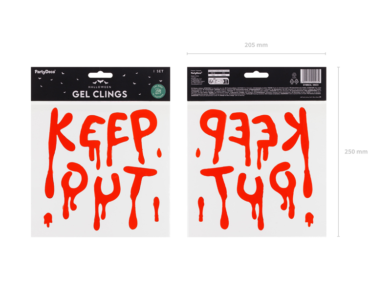 Autocolante gel pentru geam „Keep Out” (1 buc), rosu