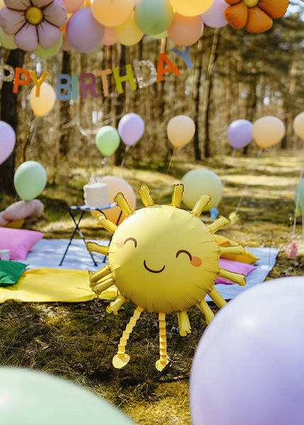 Balon Folie, PartyDeco, Soare, 77x62cm, Galben