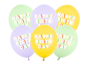 Baloane 30 cm (6 buc) pastel "Happy Birthday"