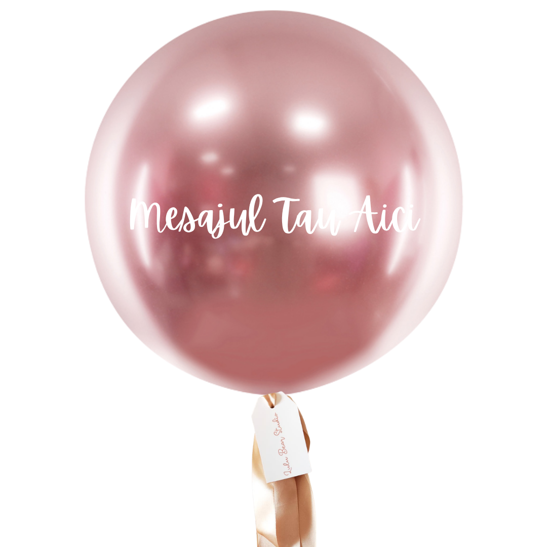 Balon XL personalizat umflat cu heliu (60cm) Rose Gold Metalic