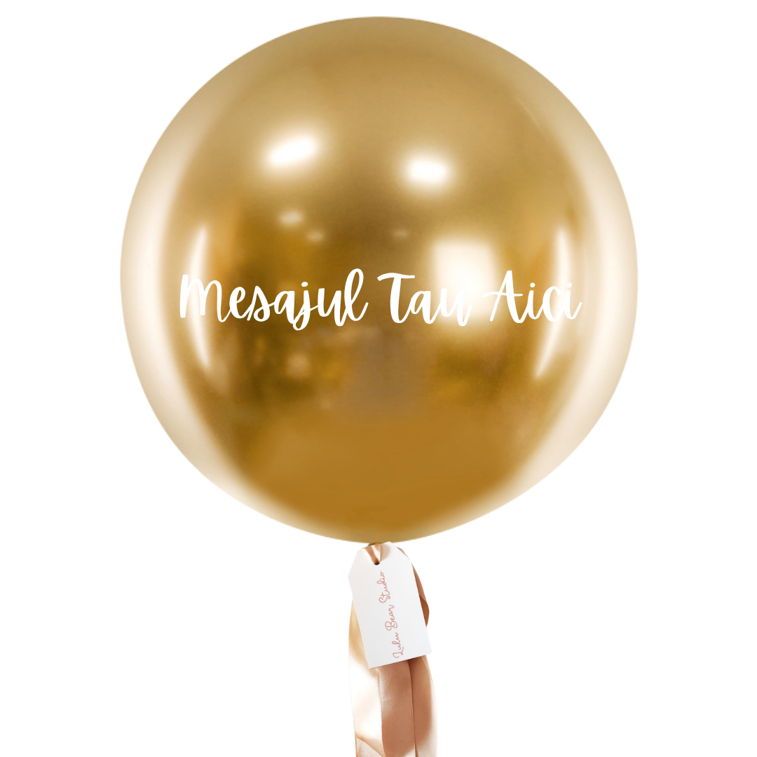 Balon XL personalizat umflat cu heliu (60cm) Auriu Metalic