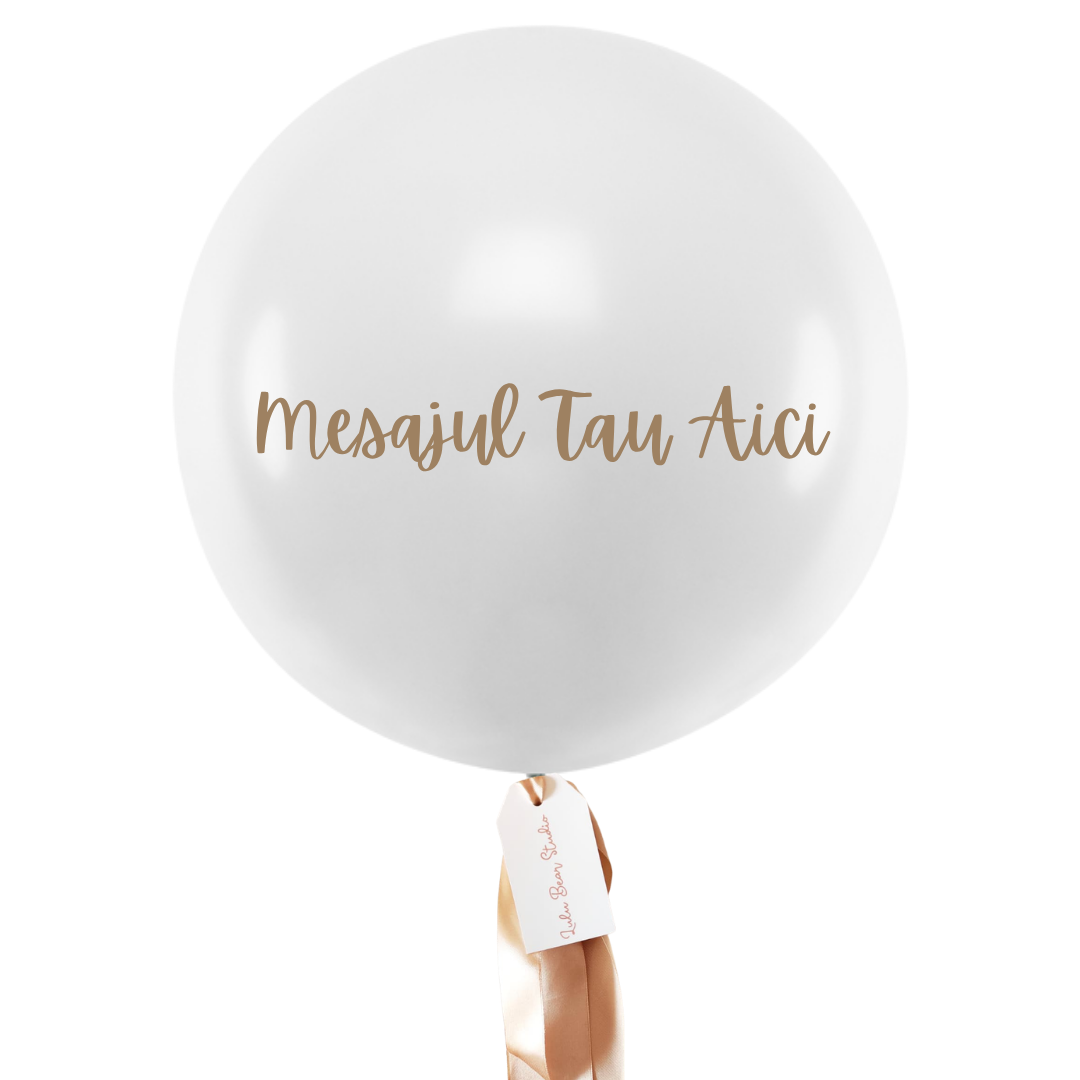Balon XL personalizat umflat cu heliu (60cm) Alb