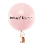 Balon XL (60cm) Roz Deschis, Personalizat, umflat cu heliu Si decorat cu panglici