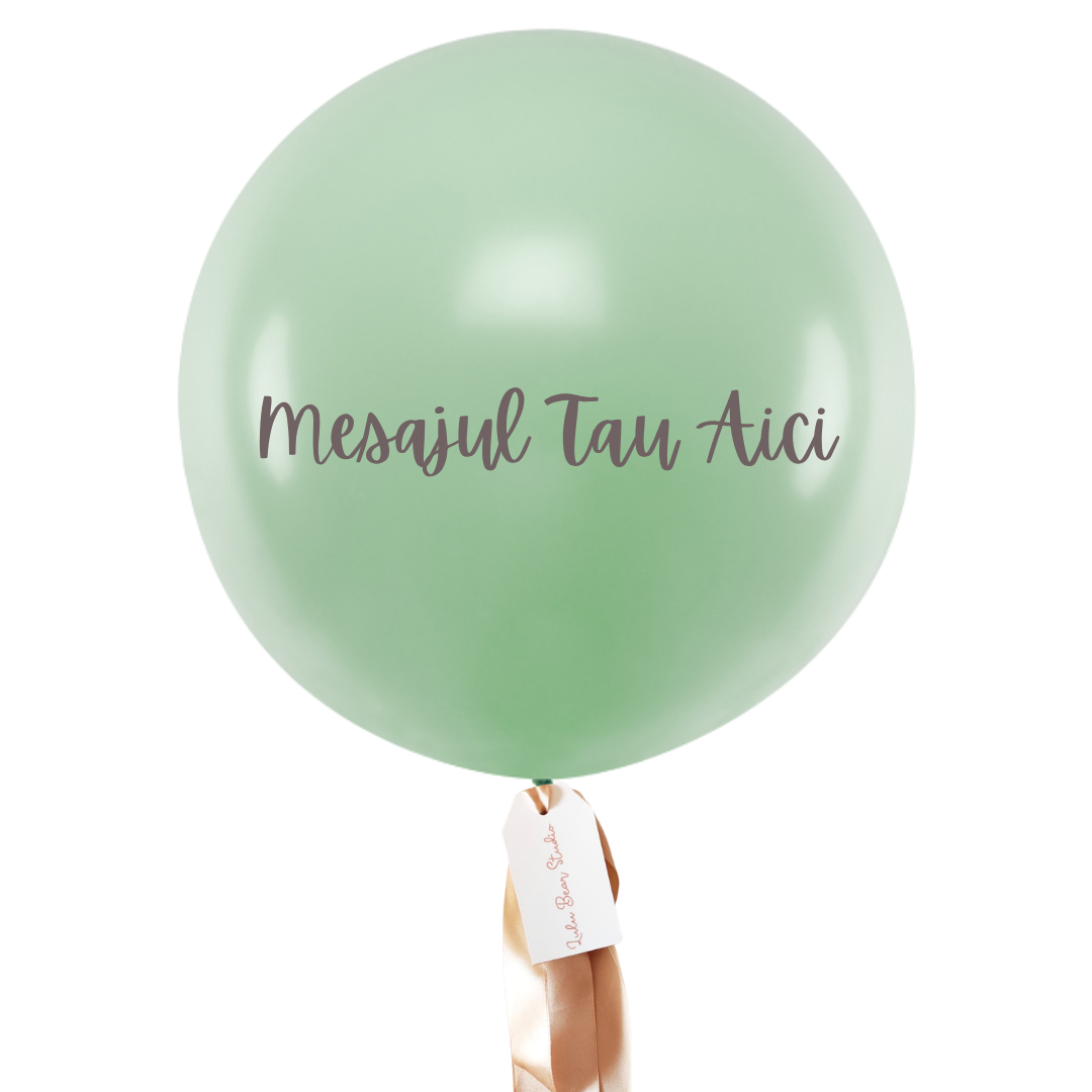 Balon XL personalizat umflat cu heliu (60cm) verde deschis