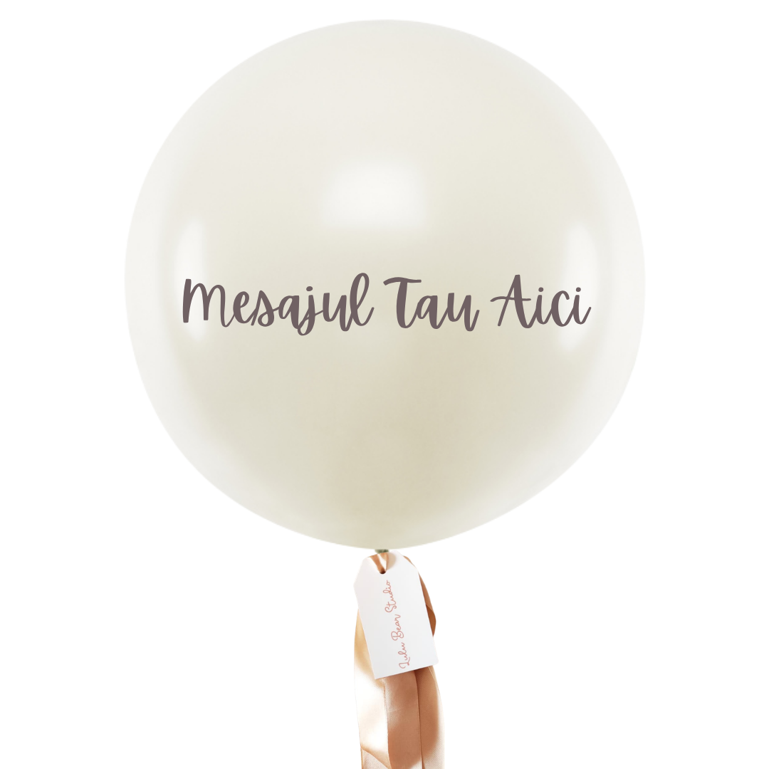 Balon XL personalizat umflat cu heliu (60cm) Crem