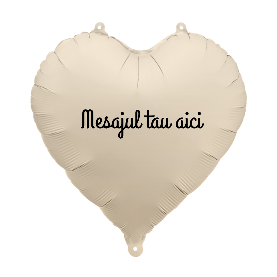 Balon Folie Personalizat cu Heliu, Inimă Bej (35cm) – Doar Ridicare