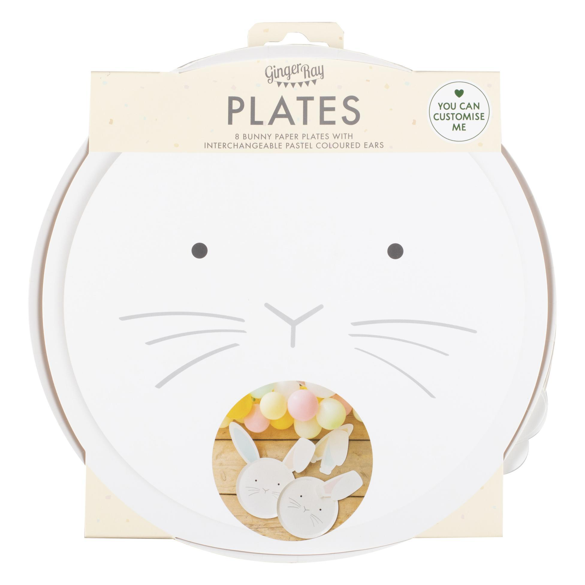 Farfurii Iepuras de Paste cu Urechi Detasabile (8 buc) pastel