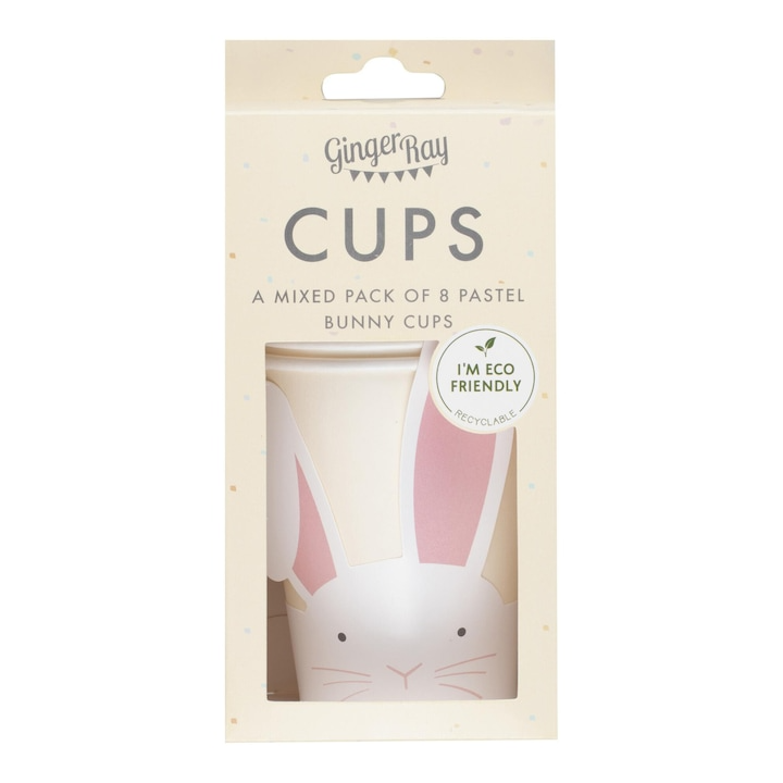 Pahare de Hartie, Iepuras de Paste (8 buc) Pastel