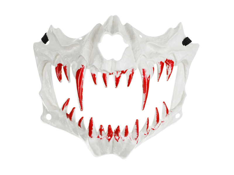 Masca craniu 16.5x14 cm, alb si rosu