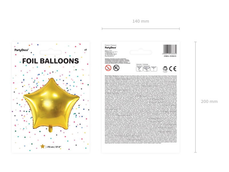 Balon Folie Stea 70 cm Auriu