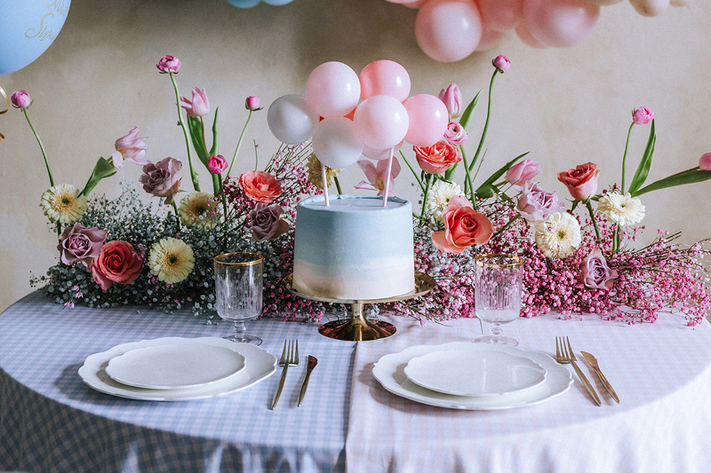 Topper pentru tort baloane Roz pastel, 29 cm, PartyDeco