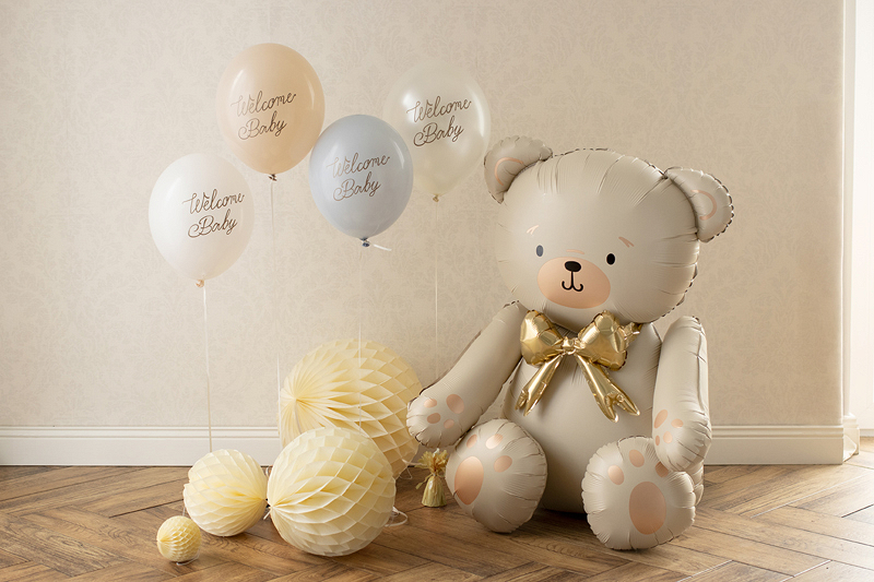 Balon Folie, PartyDeco, Ursulet, 75x84cm, crem/auriu