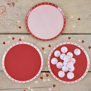 Set 8 Farfurii de Valentine's Day cu Inimioare Rosii si Roz, 25cm