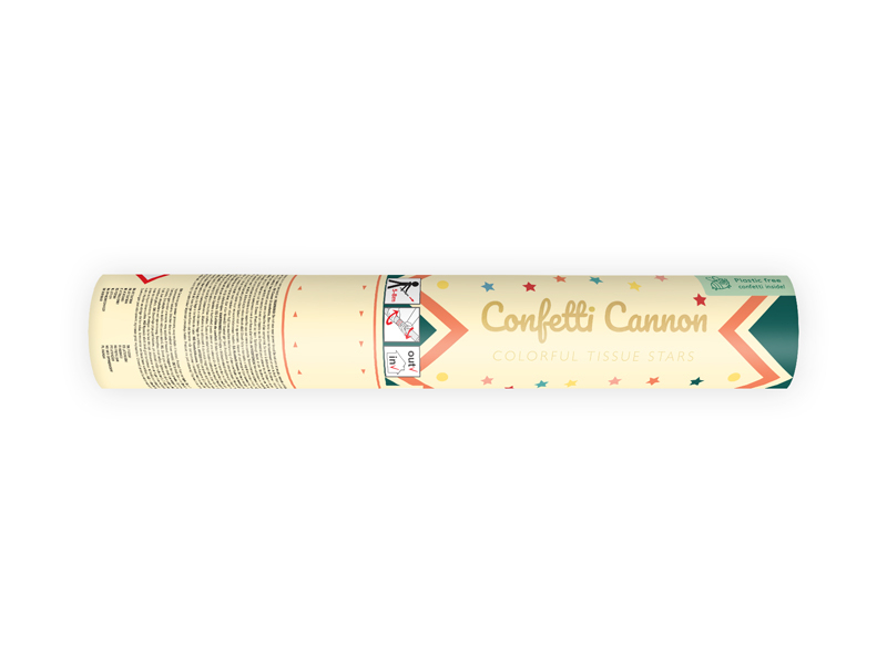Tun Confetti cu Stele Multicolore, 20 cm
