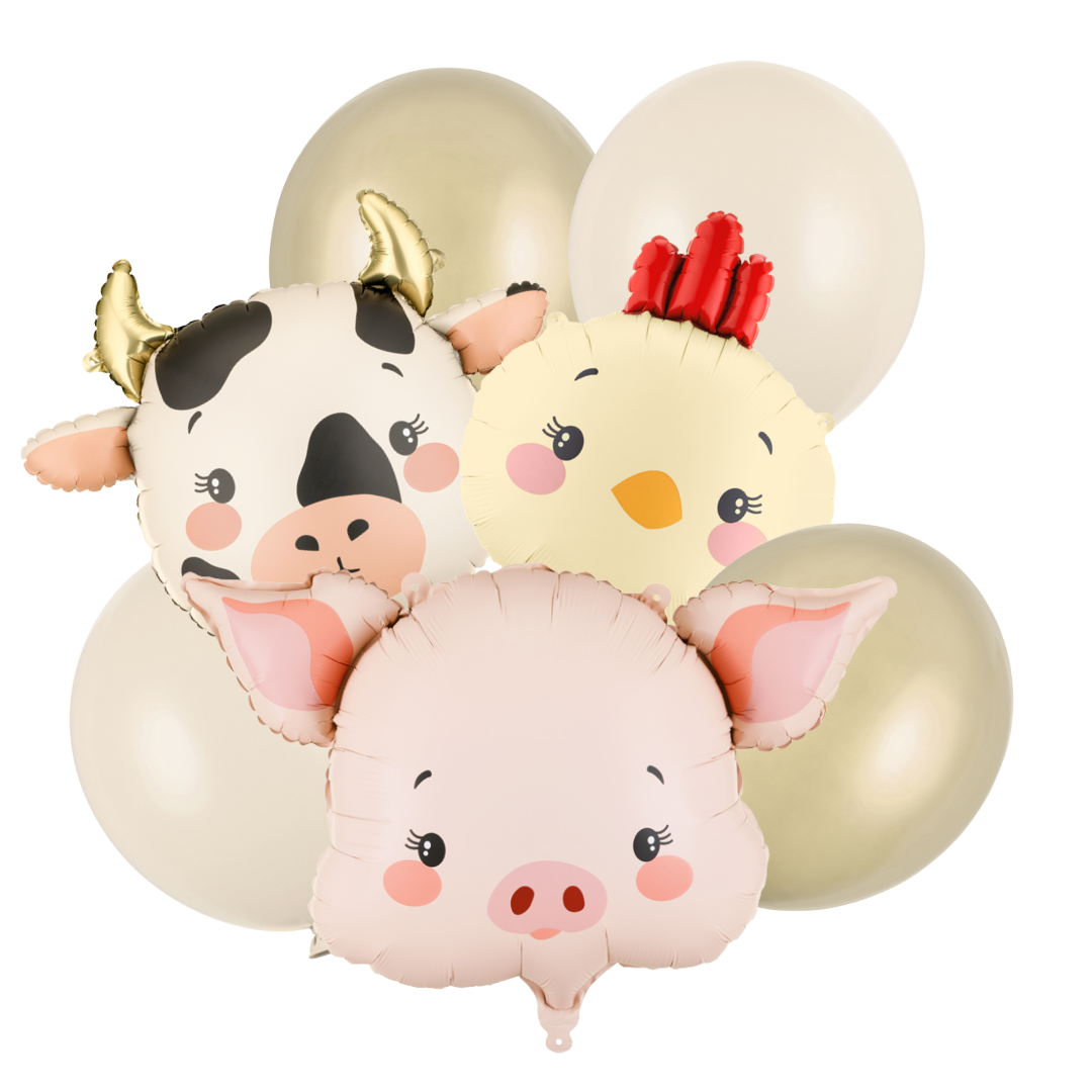 🚜🐮 Pachet Helium Animale de Fermă (7 buc) Ridicare Personală