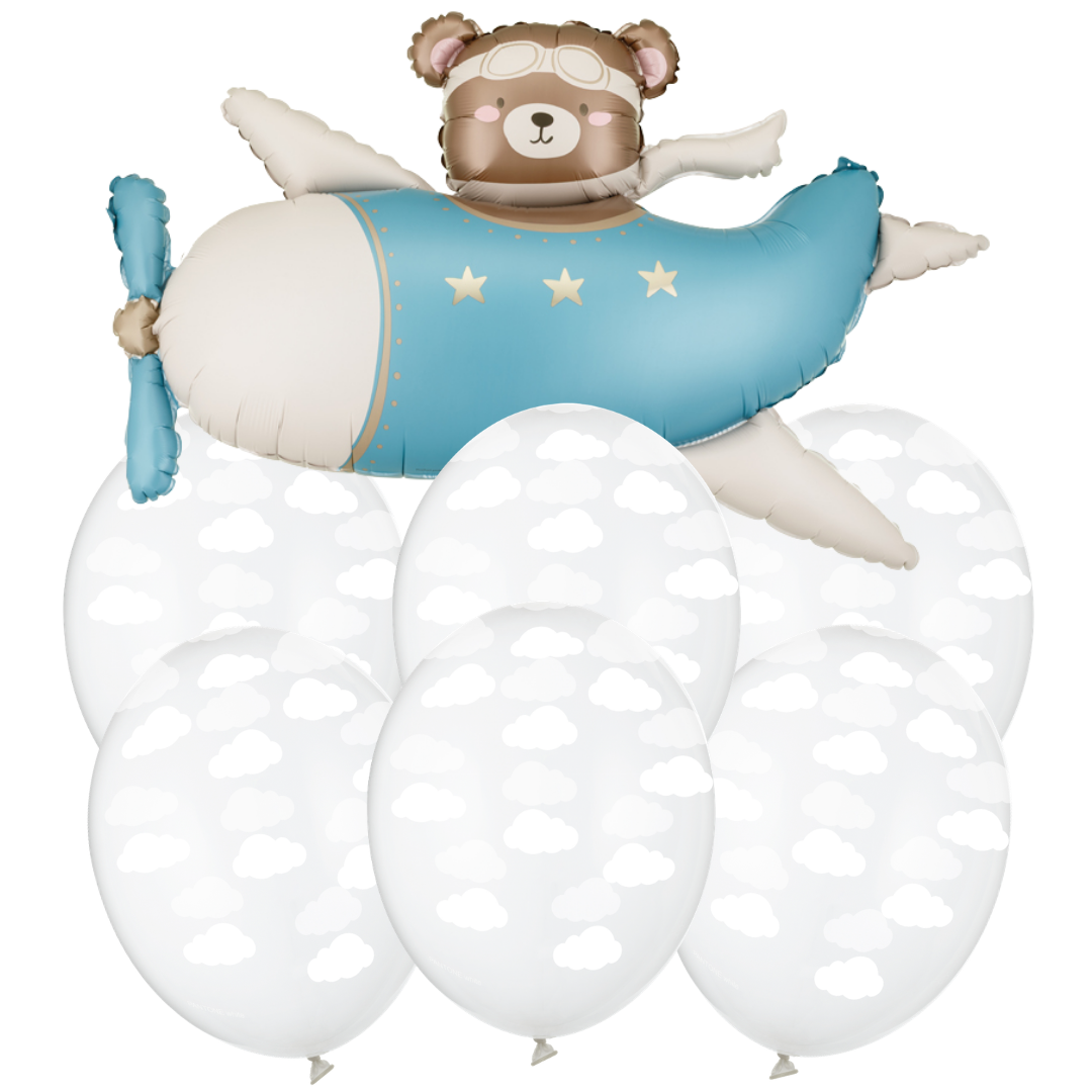 ✈️🐻 set Heliu „Little Pilot Adventure” albastru (7 buc) Ridicare Personală