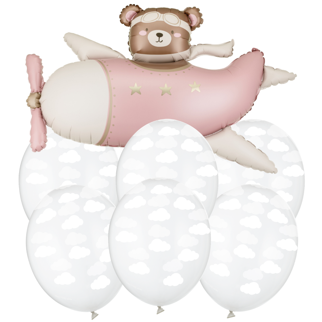 ✈️🐻 Bundle „Little Pilot Adventure” roz (7 buc) Ridicare Personală