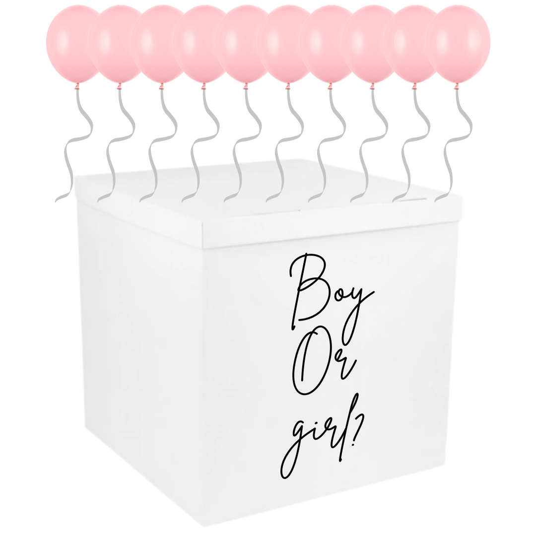 💗 Cutie Gender Reveal (70x70x70 cm) Fetiță cu 40 Baloane Roz cu Heliu – Ridicare Personală