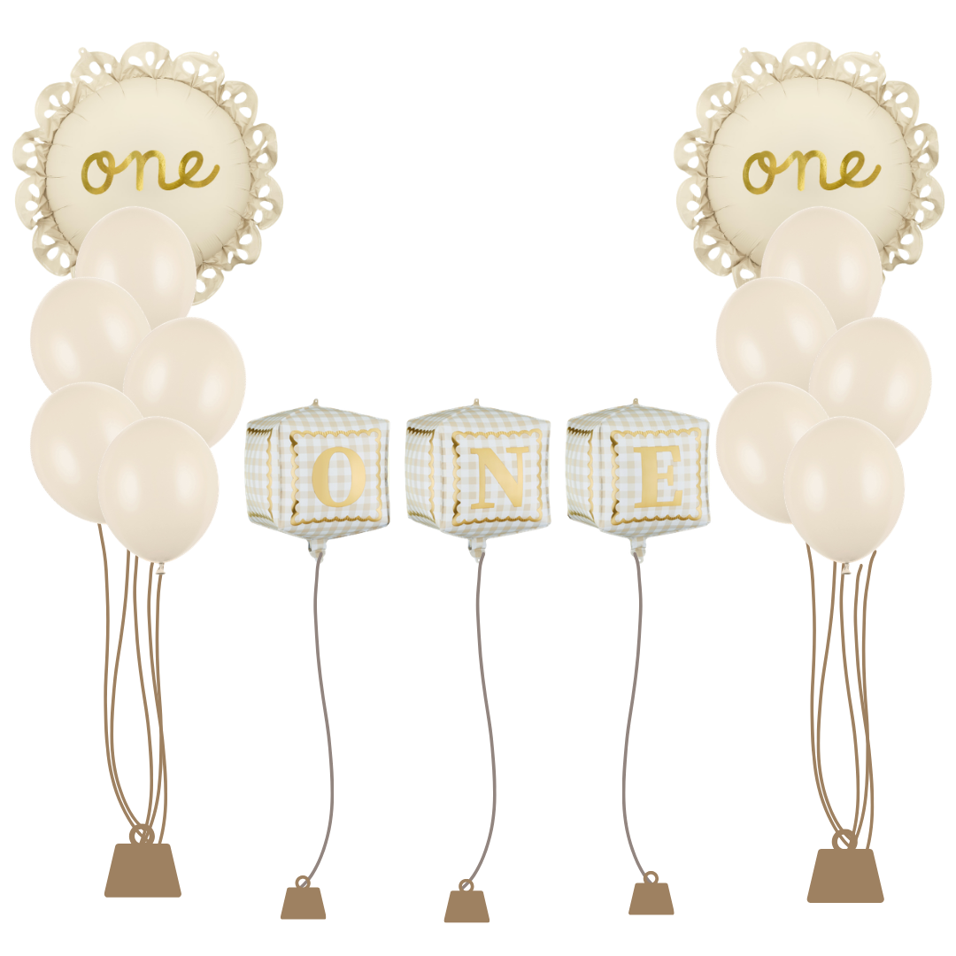 Set Heliu „ONE First Birthday” (15 buc) Ridicare Personală