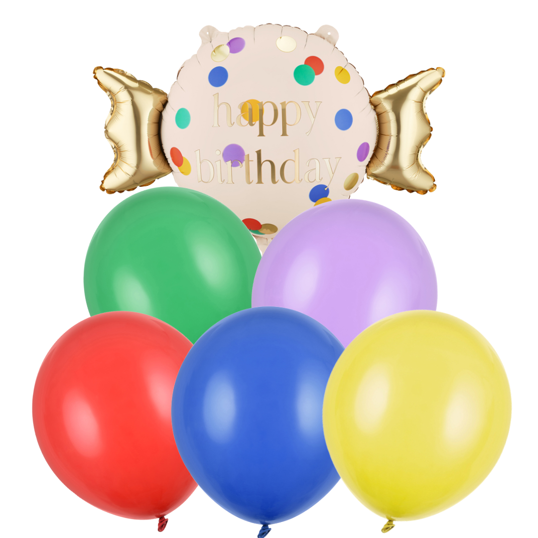 Set Baloane Helium Colorate Happy Birthday (6 buc)