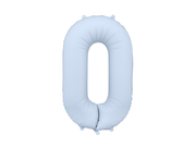 Balon din Folie, Cifra 0, 86cm, Albastru deschis Mat
