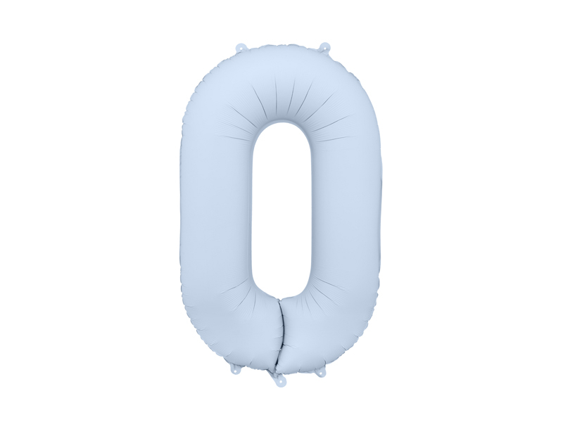 Balon din Folie, Cifra 0, 86cm, Albastru deschis Mat