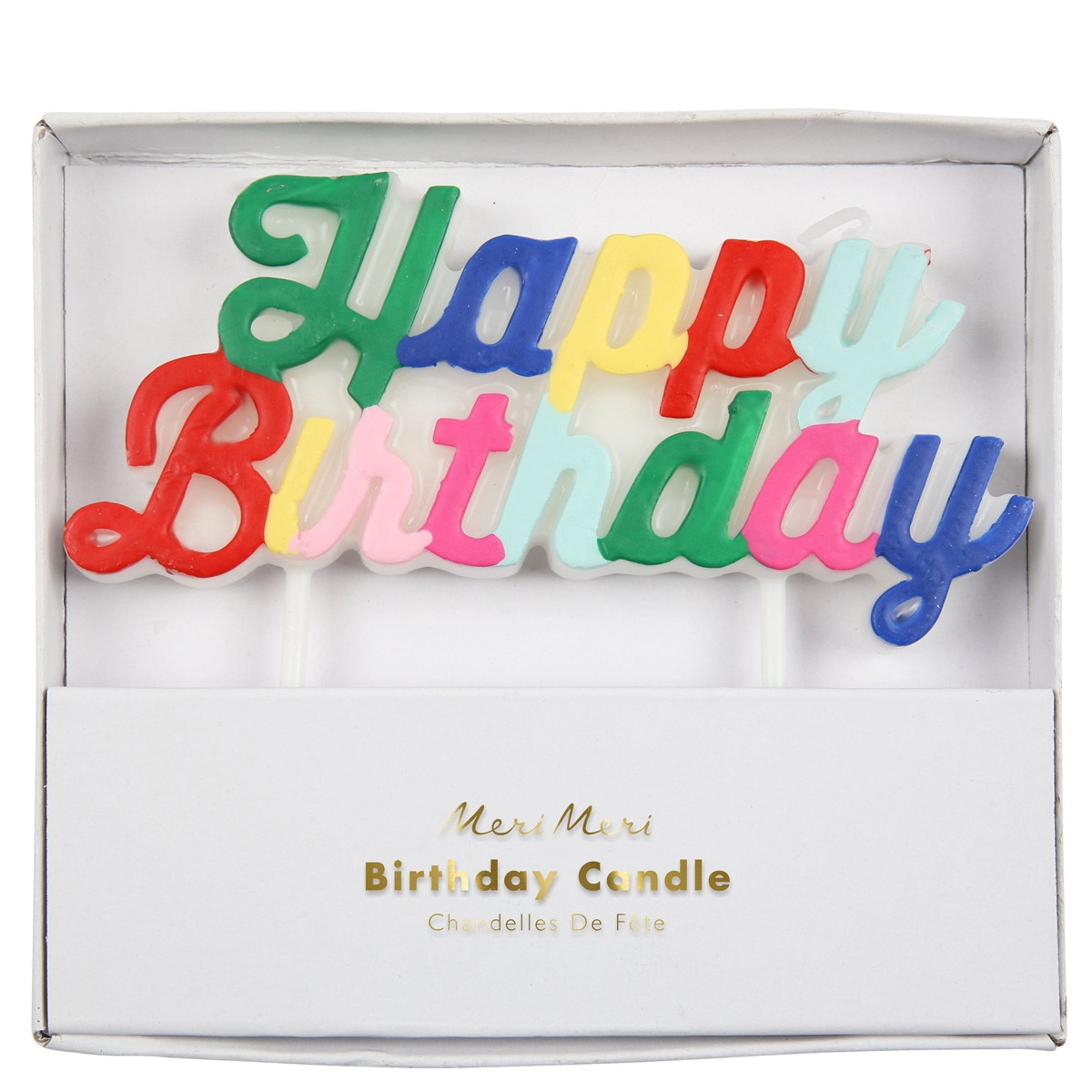 Lumanare „Happy Birthday” Multicolor, 10cm, Meri Meri