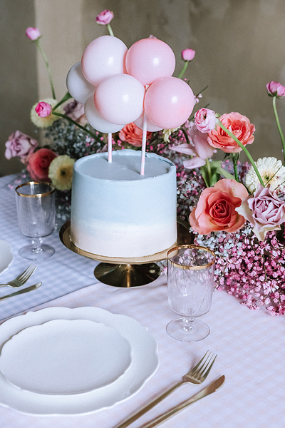 Topper pentru tort baloane Roz pastel, 29 cm, PartyDeco