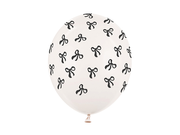 Baloane din latex (6 buc) fundite, 30cm, alb pastel/negru