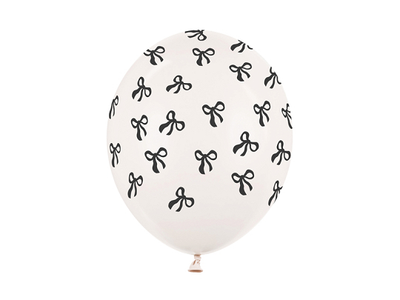 Baloane din latex (6 buc) fundite, 30cm, alb pastel/negru