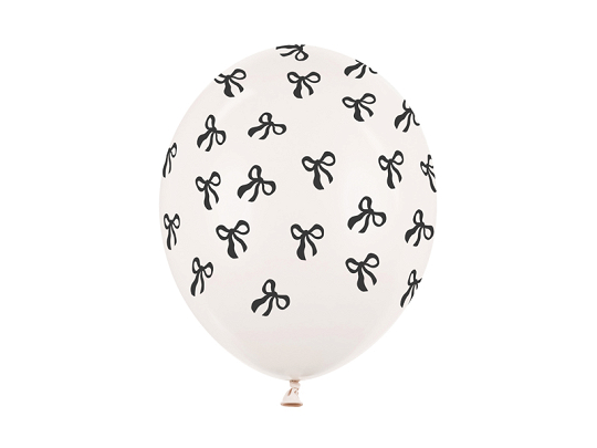 Baloane din latex (6 buc) fundite, 30cm, alb pastel/negru