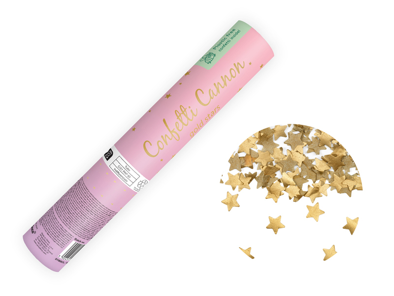 Tun Confetti cu Stele, Auriu, 20 cm