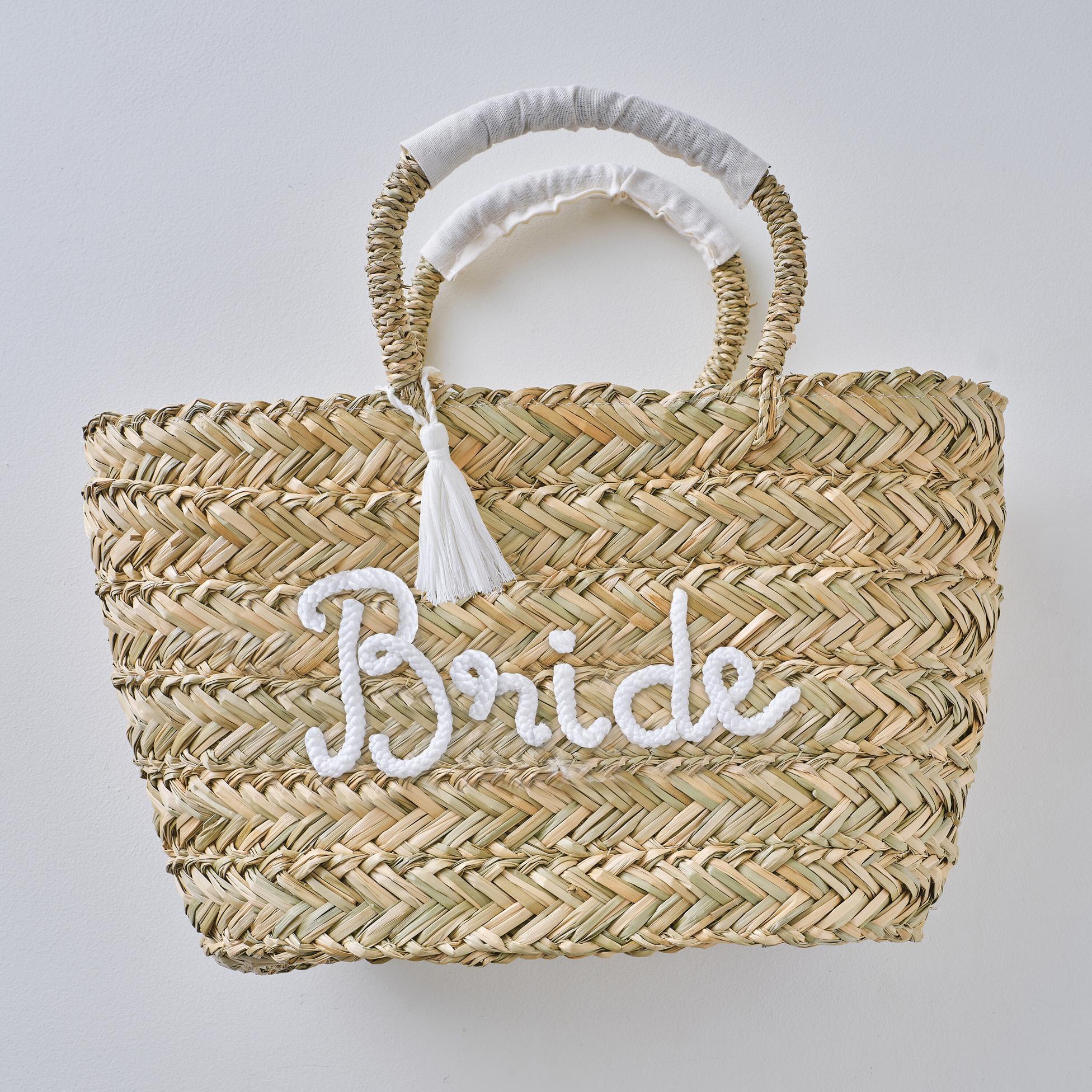 Geanta de plaja din Ratan Impletit "Bride" cu Ciucuri