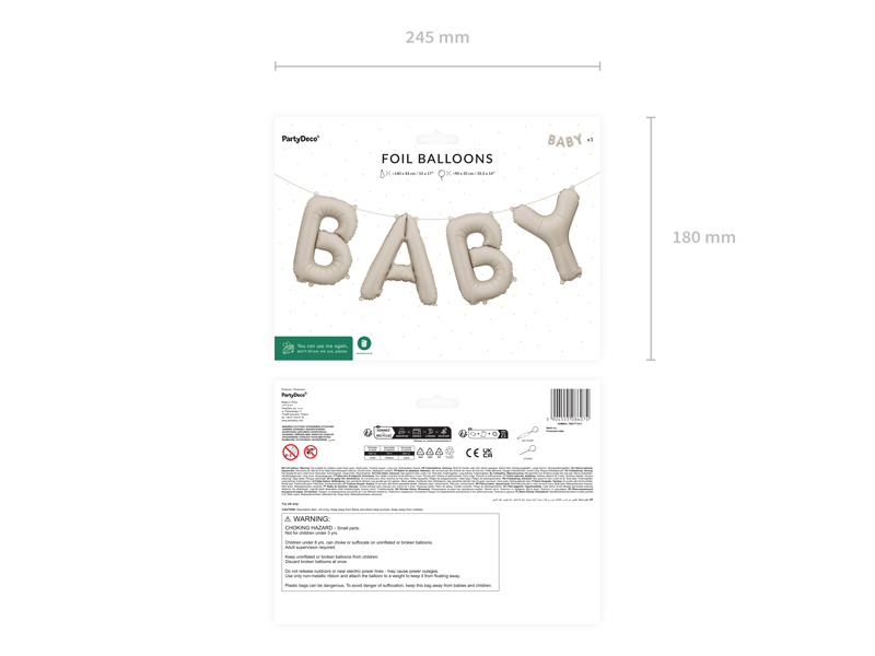 Balon Folie "Baby", 90x35cm, Bej