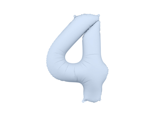 Balon din Folie, Cifra 4, 86cm, Albastru Deschis Mat